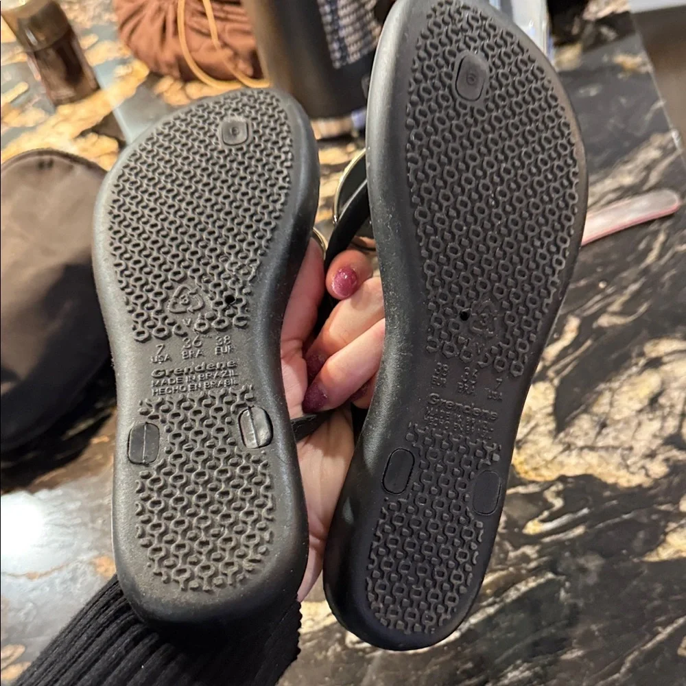 Ipanema Black Sandals with Gold Heart Accents - Picture 3 of 3